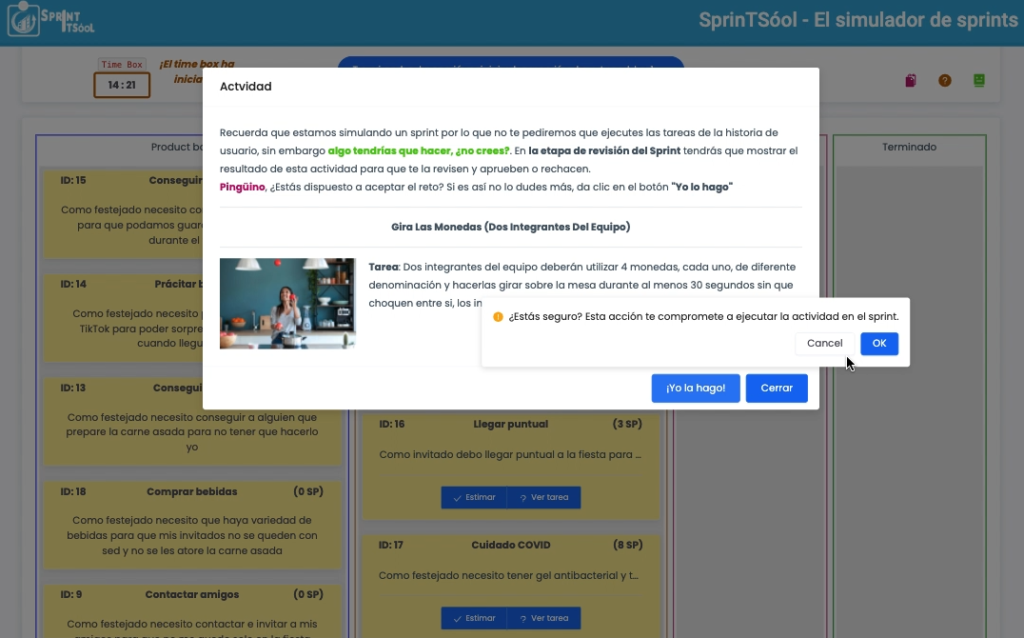 Comprometiendose a ejecutar historias de usuario en sprintsool, el mejor simulador de sprints
